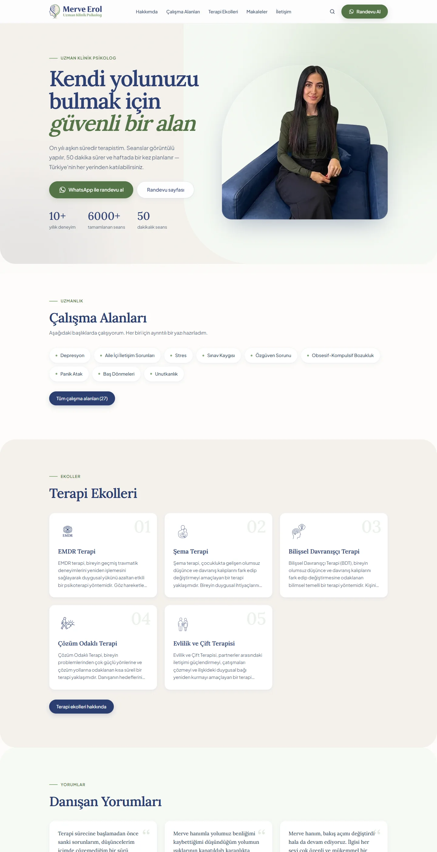 Merve Erol web sitesi, kayan önizleme