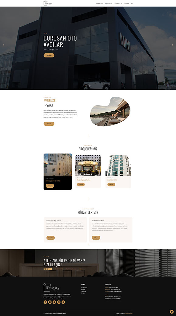 Evrensel İnşaat web sitesi tasarımı