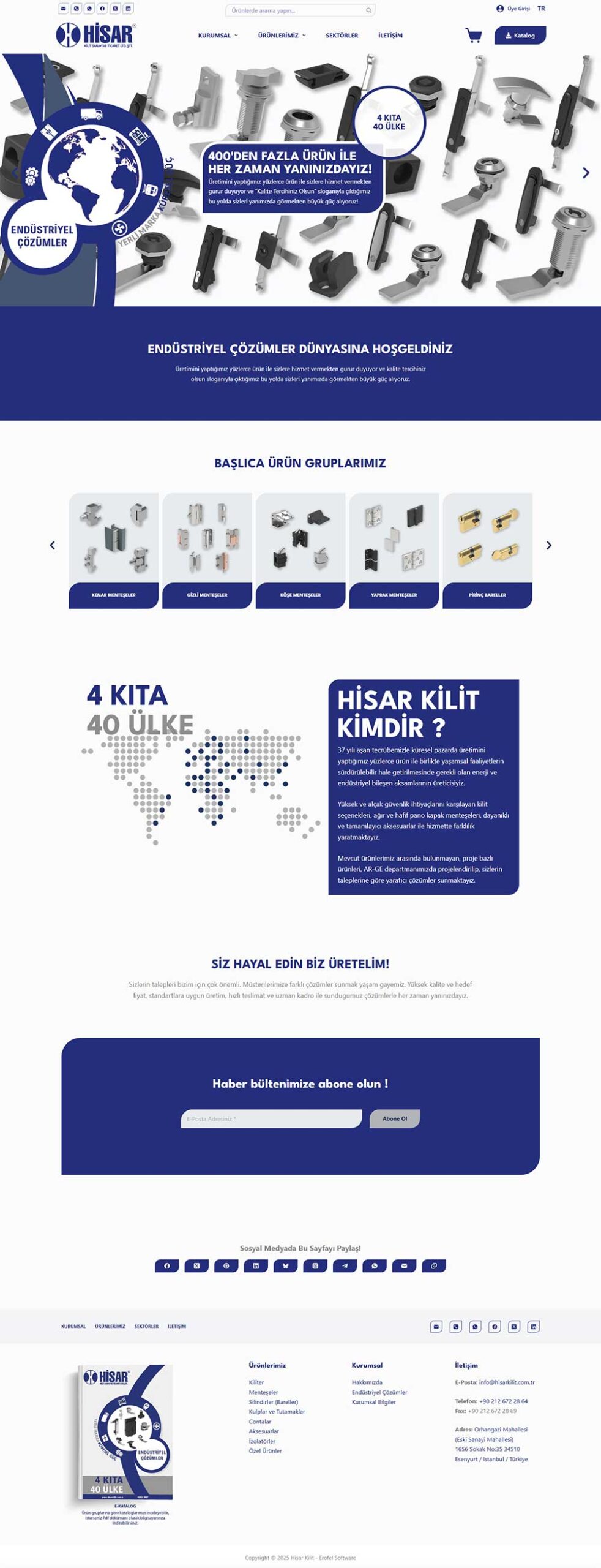 Hisar Kilit web sitesi tasarımı